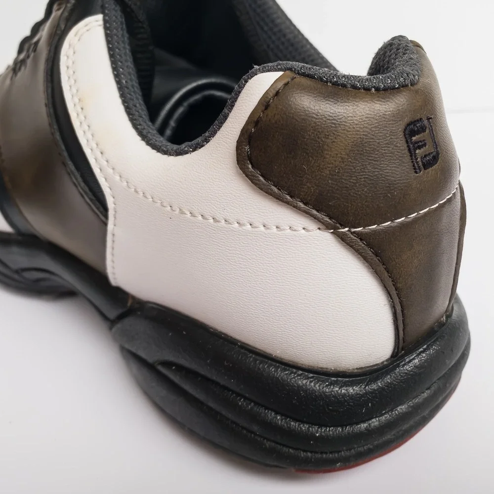 FootJoy Golf Shoes Mens 8 White Brown Black Spiked FlexZone READ